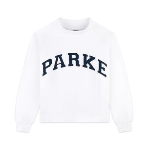 New in bag Parke Varsity Mockneck Sweatshirt L/XL White/Denim